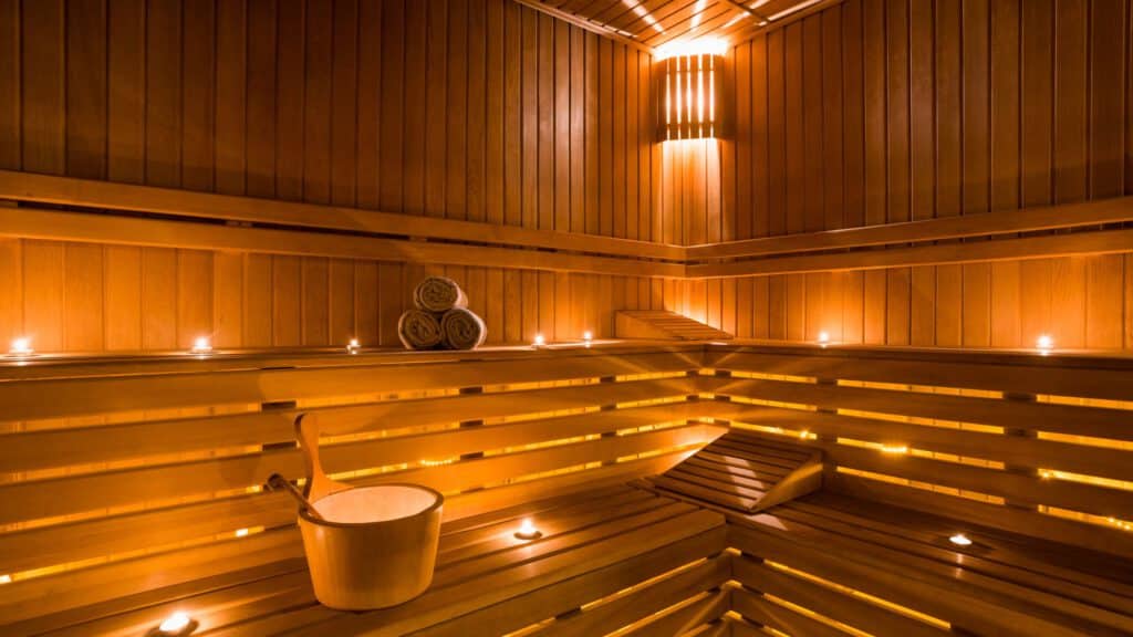 Sauna aus Thermoholz